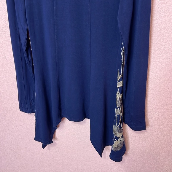XCVI Navy Embroidred Zip Up Boho Jacket. Size S - Picture 8 of 8